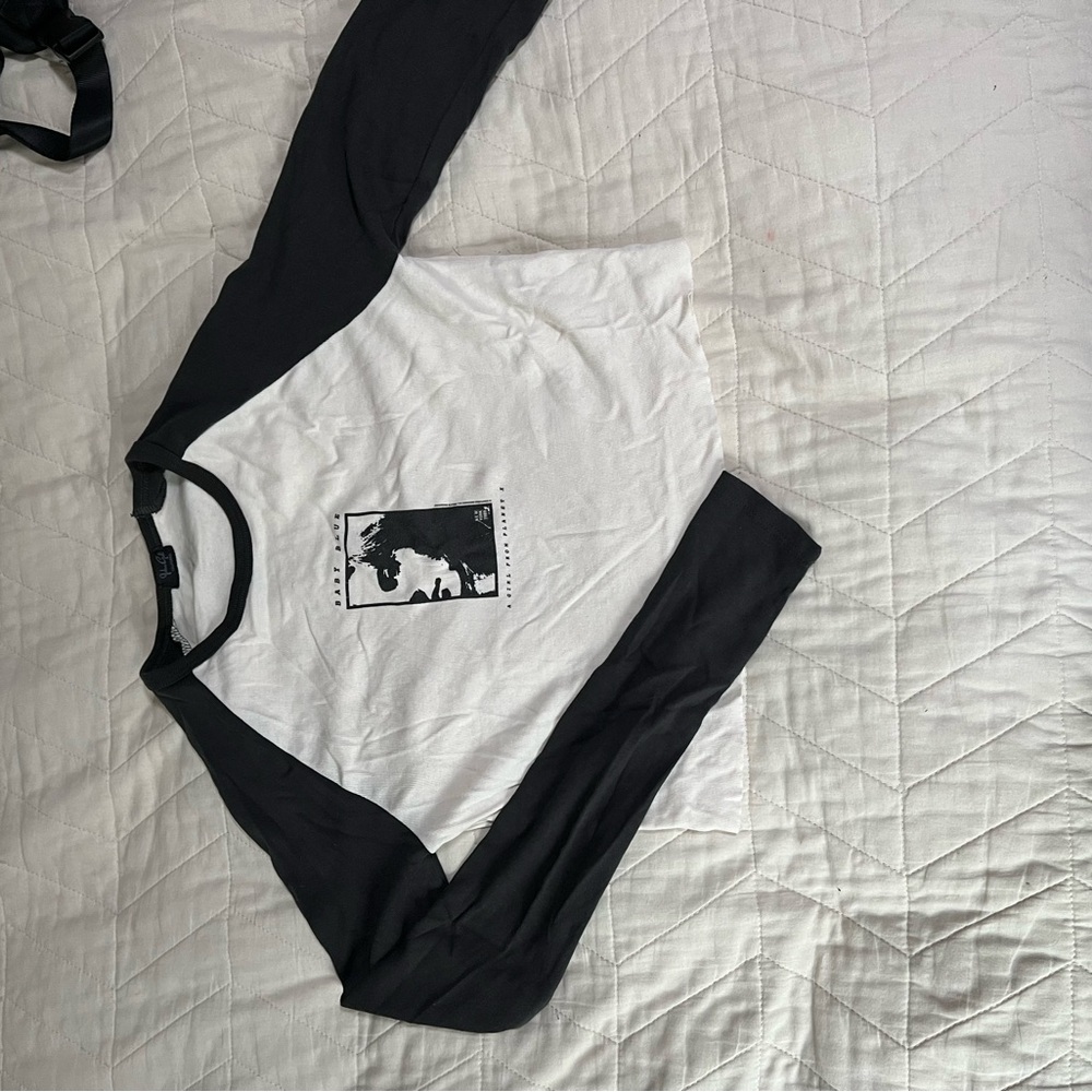 Brandy Melville Black and White Tee